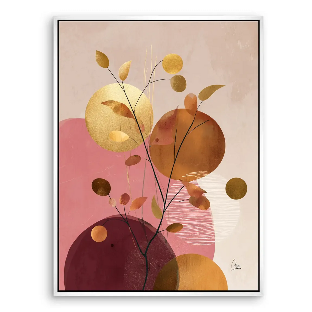 Final composition showcasing luxurious gold accents within a tranquil abstract landscape.