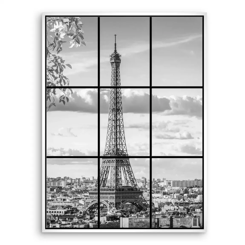 Elegant Paris cityscape canvas print focusing on vertical tower lines and urban expanse